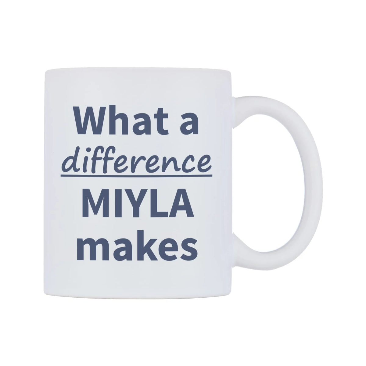 What a difference MIYLA makes Mug — mug, left side, on a white background