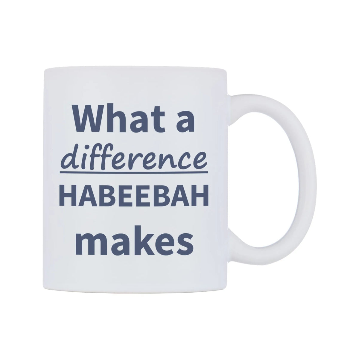 What a difference HABEEBAH makes Mug — mug, left side, on a white background