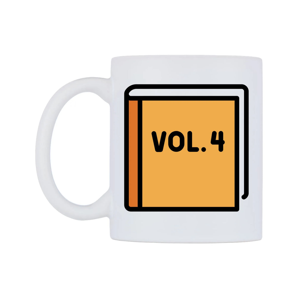Orange Book Emoji Mug — mug, right side, on a white background