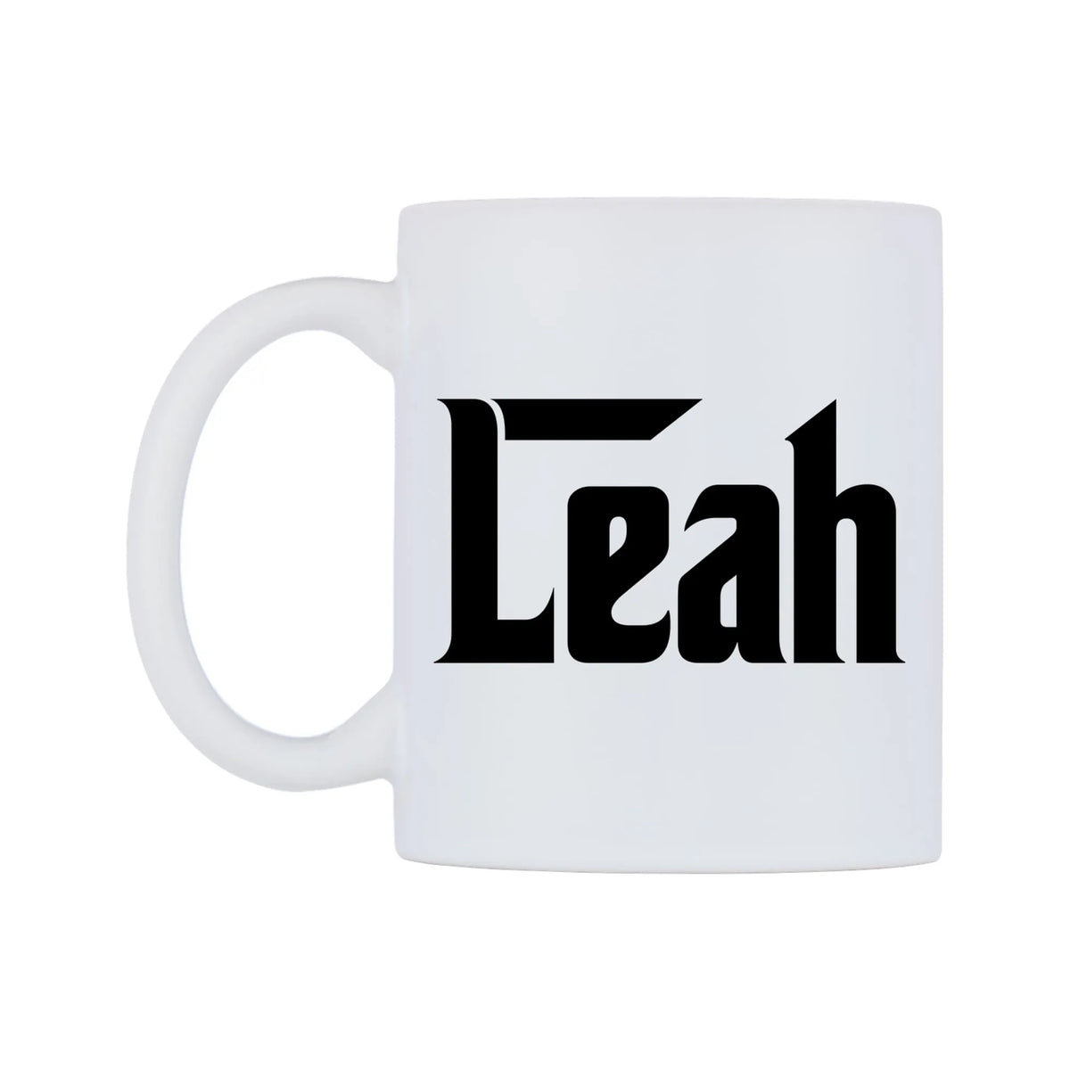Leah - Godfather Themed Mug — white 11oz gloss mug, right side, on a white background