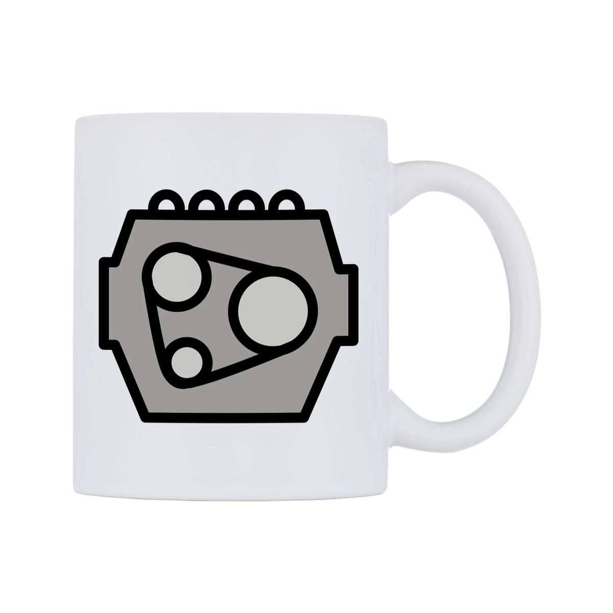 Motor Emoji Mug — mug, left side, on a white background