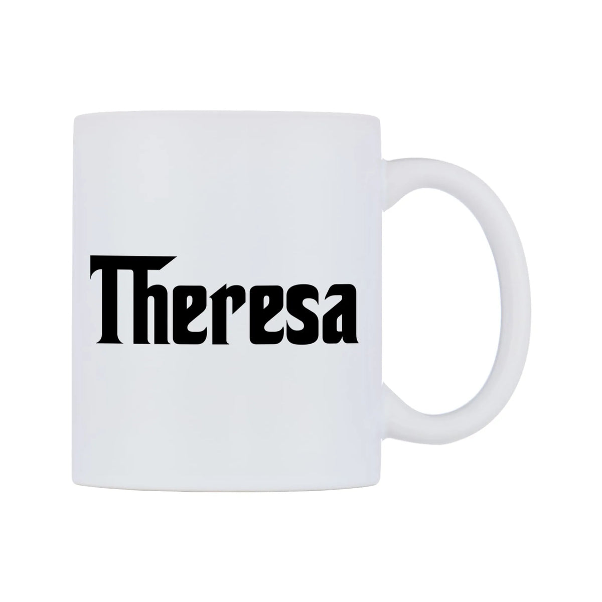 Theresa - Godfather Themed Mug — white 11oz gloss mug, left side, on a white background