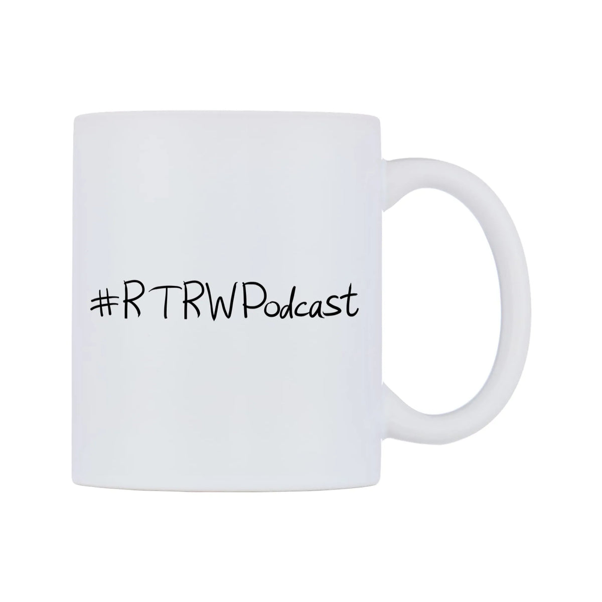 RTRWPodcast Mug — mug, left side, on a white background