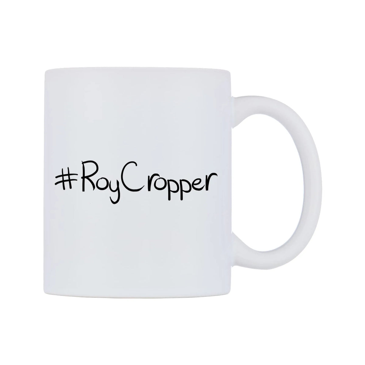 RoyCropper Mug — mug, left side, on a white background