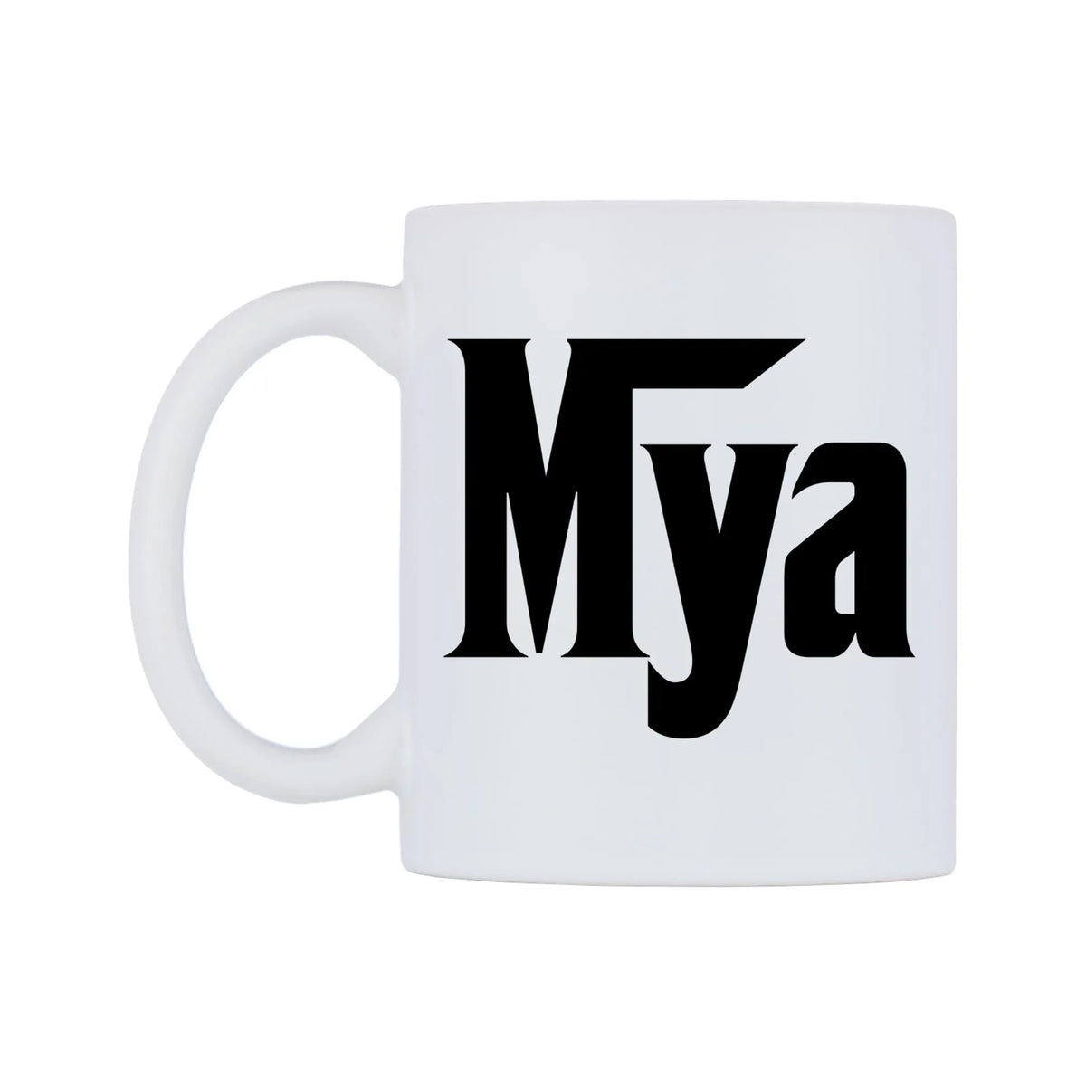 Mya - Godfather Themed Mug — white 11oz gloss mug, right side, on a white background