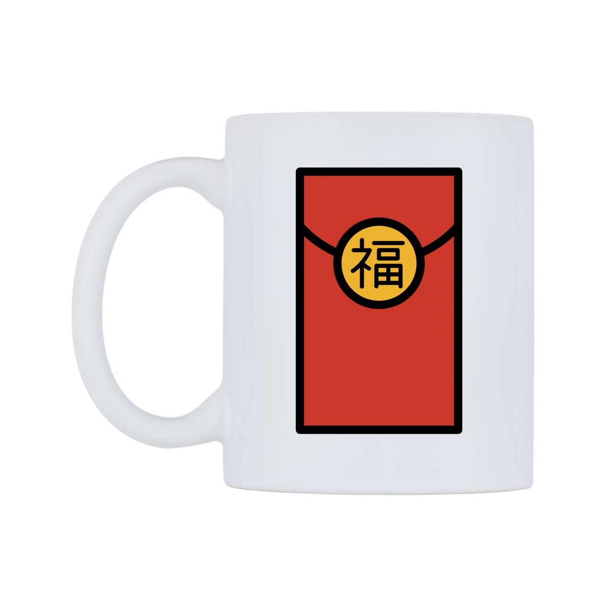 Red Envelope Emoji Mug — mug, right side, on a white background