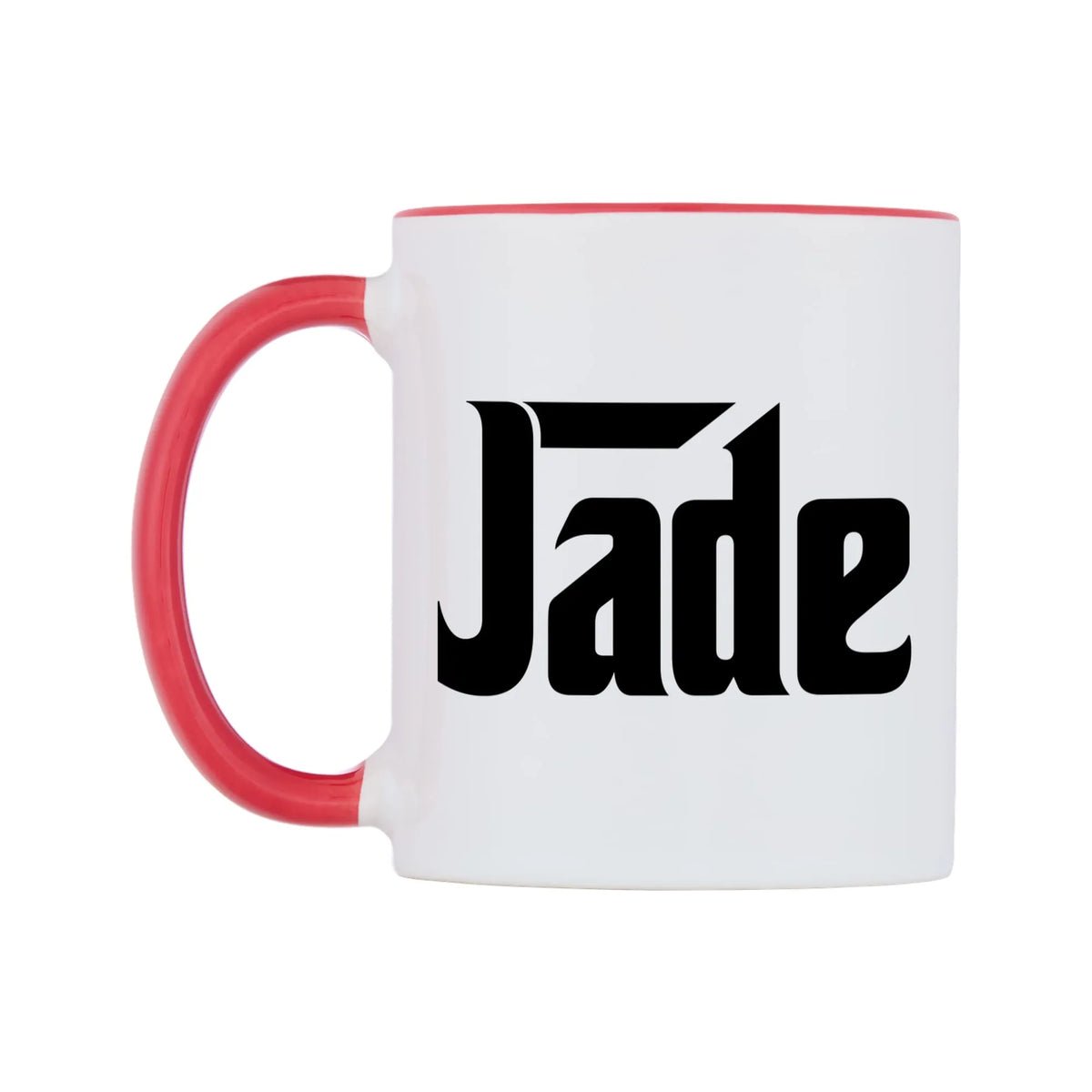 Jade - Godfather Themed Mug — white 11oz gloss mug with a red inside and handle, right side, on a white background