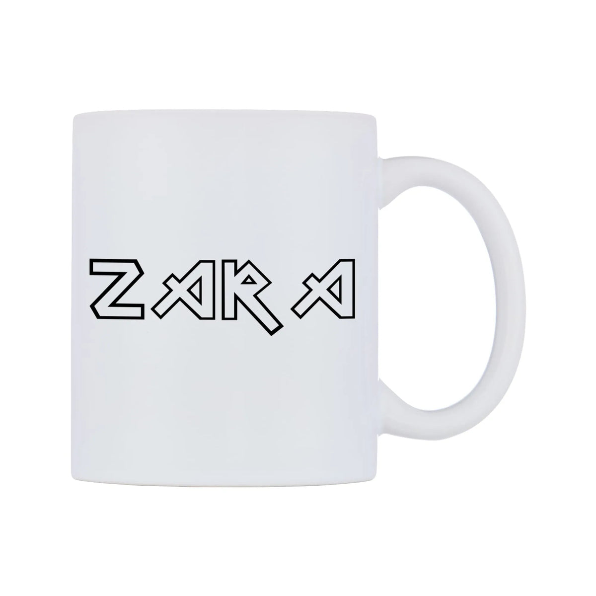 Zara - Iron Maiden Themed Mug — white 11oz gloss mug, left side, on a white background