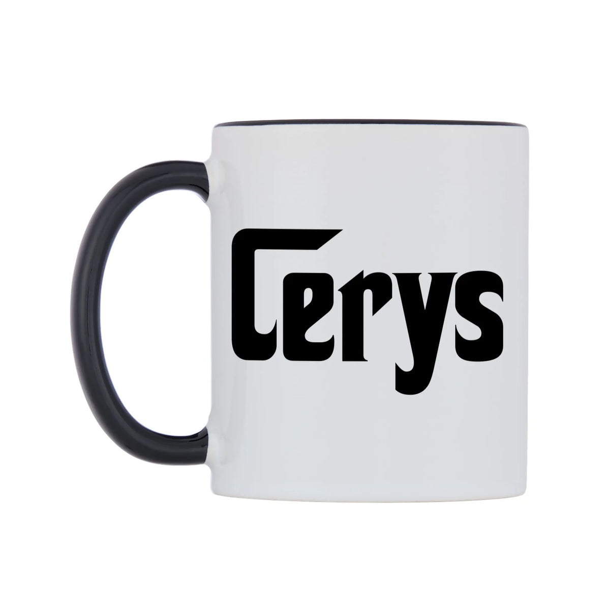 Cerys - Godfather Themed Mug — white 11oz gloss mug with a black inside and handle, right side, on a white background