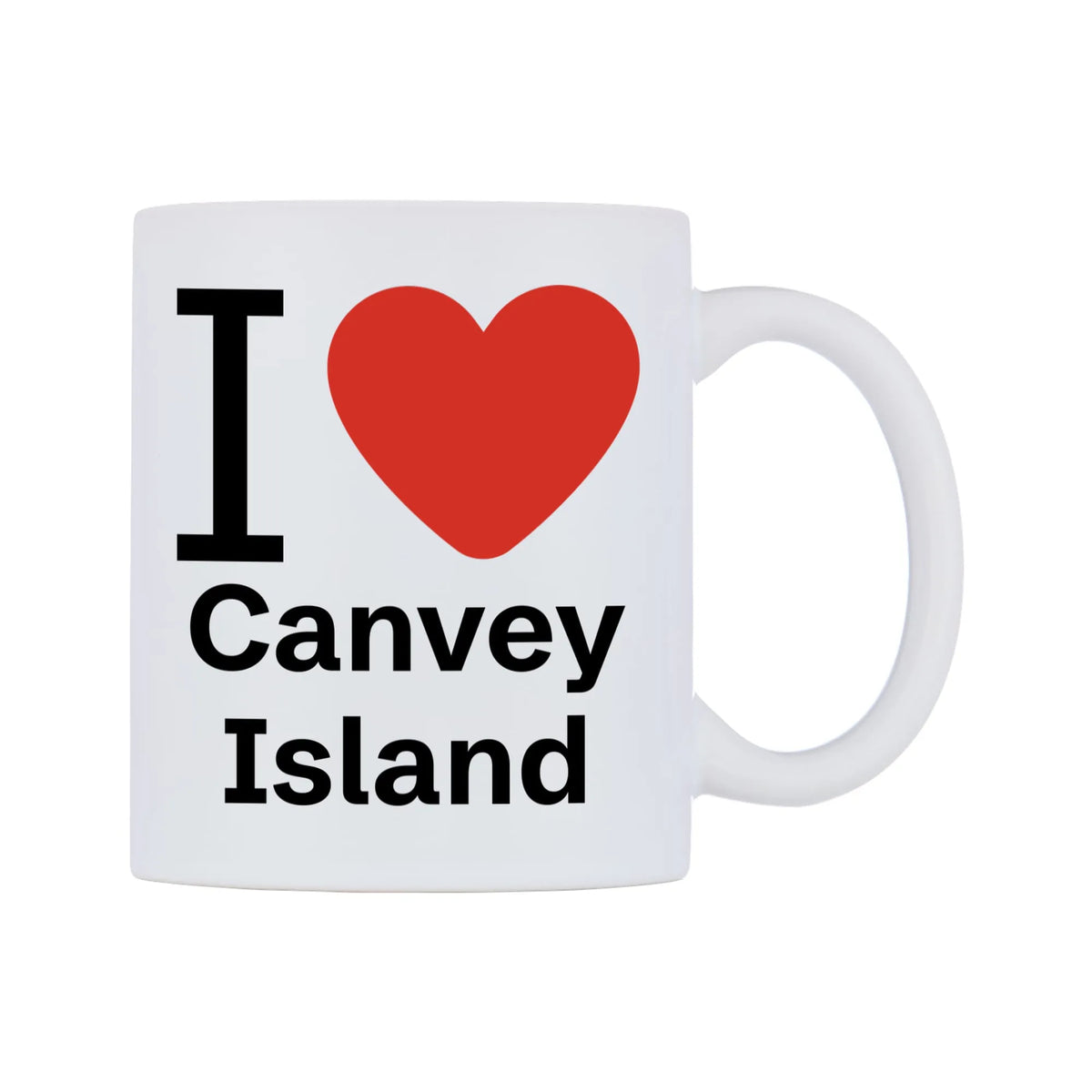 I Love Canvey Island Mug — white 11oz gloss mug, left side, on a white background