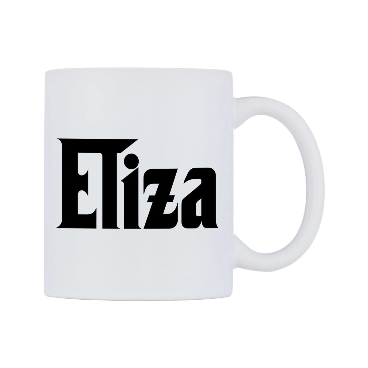 Eliza - Godfather Themed Mug — white 11oz gloss mug, left side, on a white background