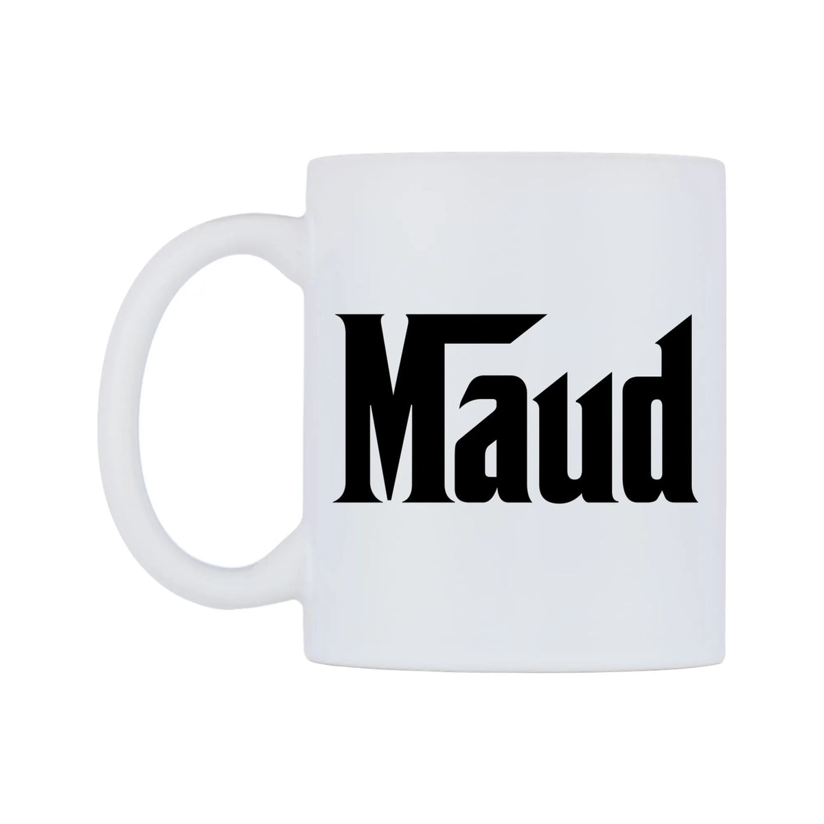 Maud - Godfather Themed Mug — white 11oz gloss mug, right side, on a white background