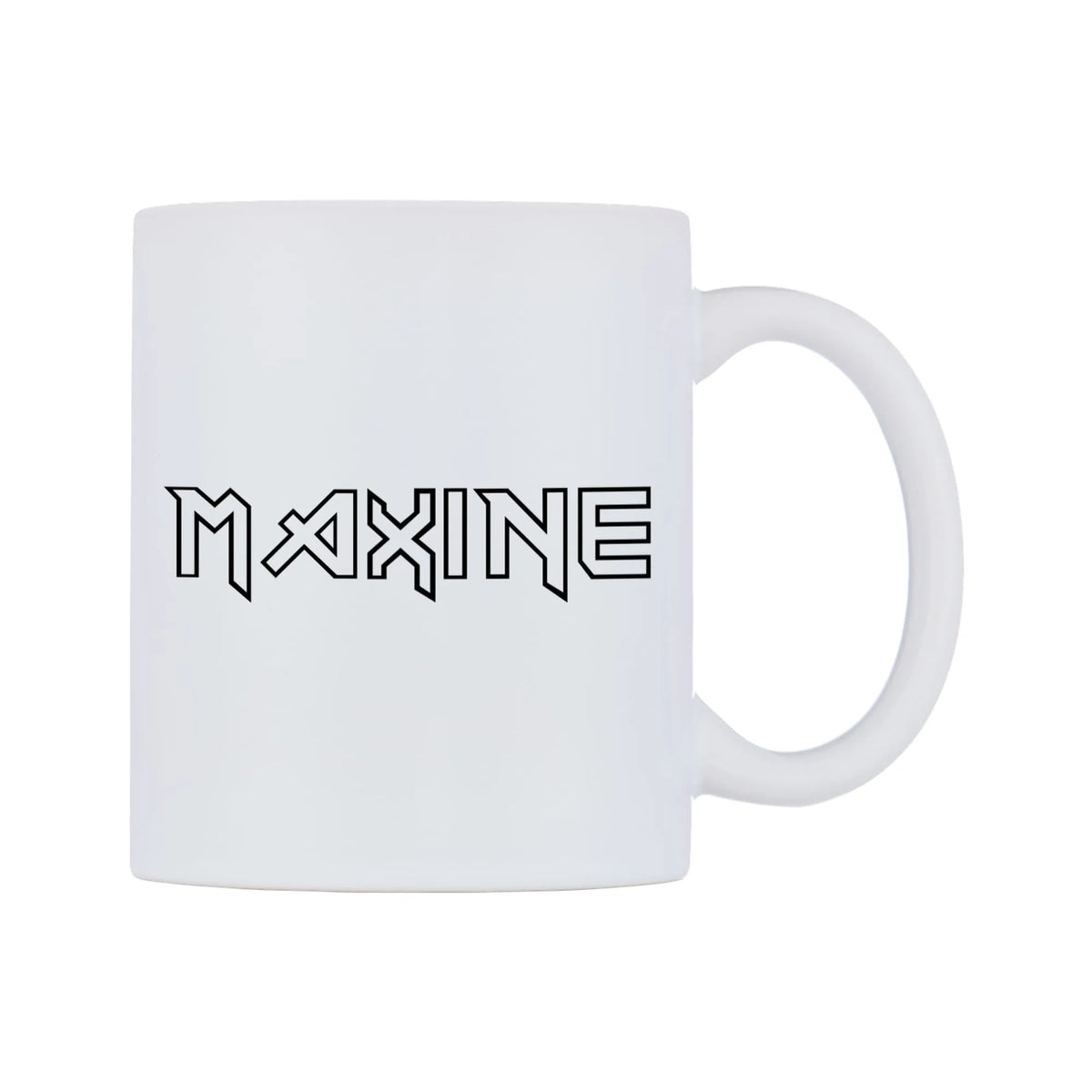 Maxine - Iron Maiden Themed Mug — white 11oz gloss mug, left side, on a white background