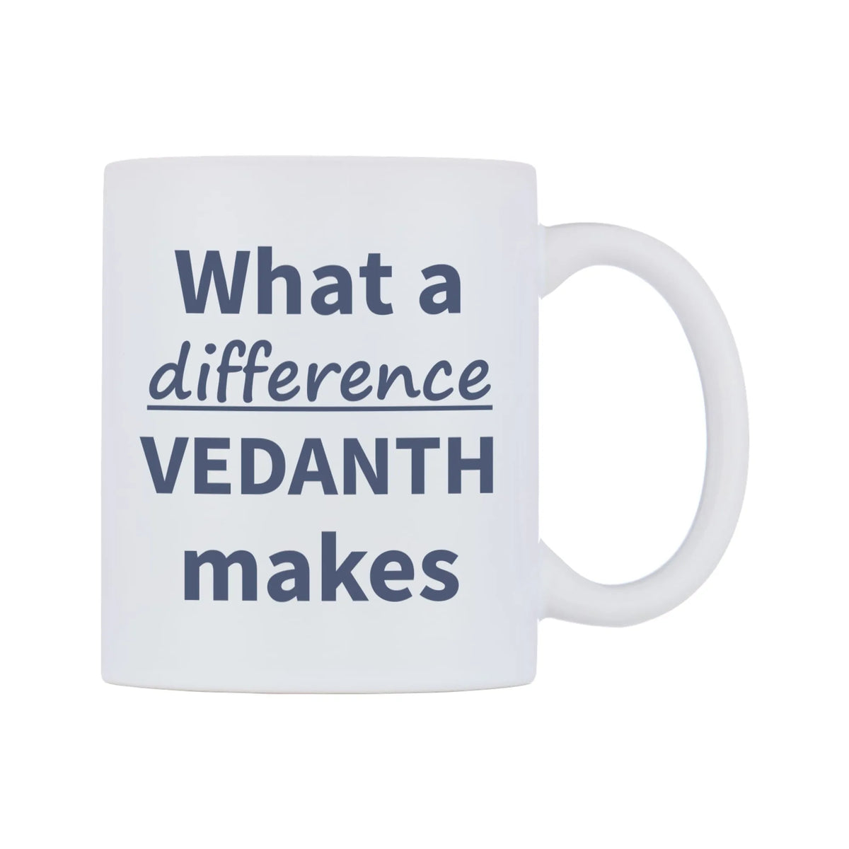 What a difference VEDANTH makes Mug — mug, left side, on a white background