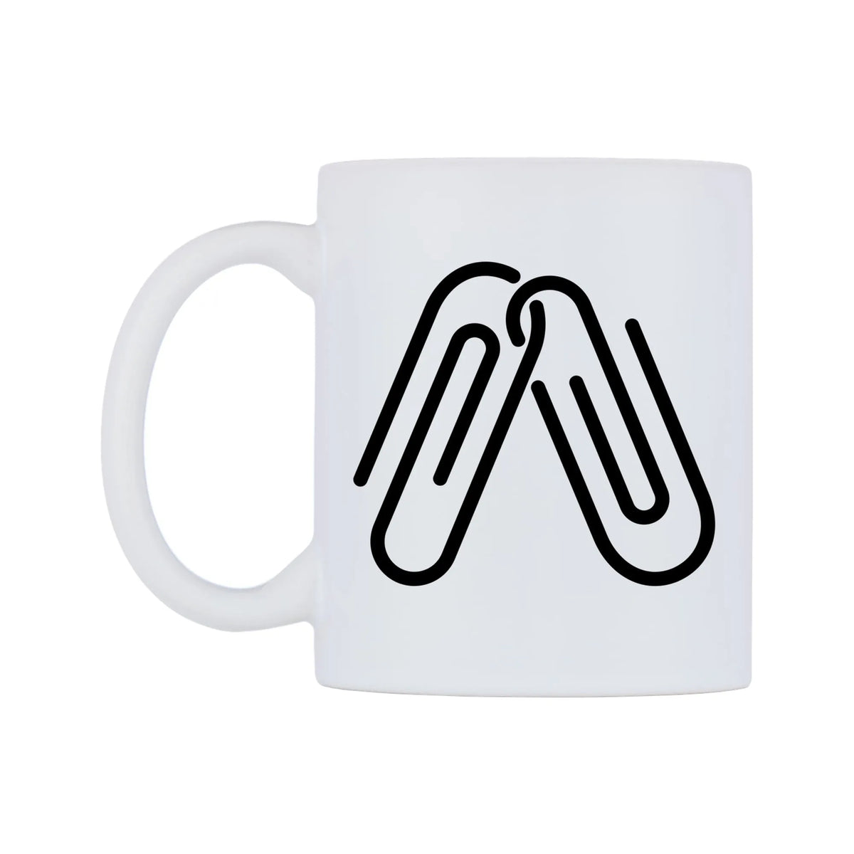 Linked Paperclips Emoji Mug — mug, right side, on a white background