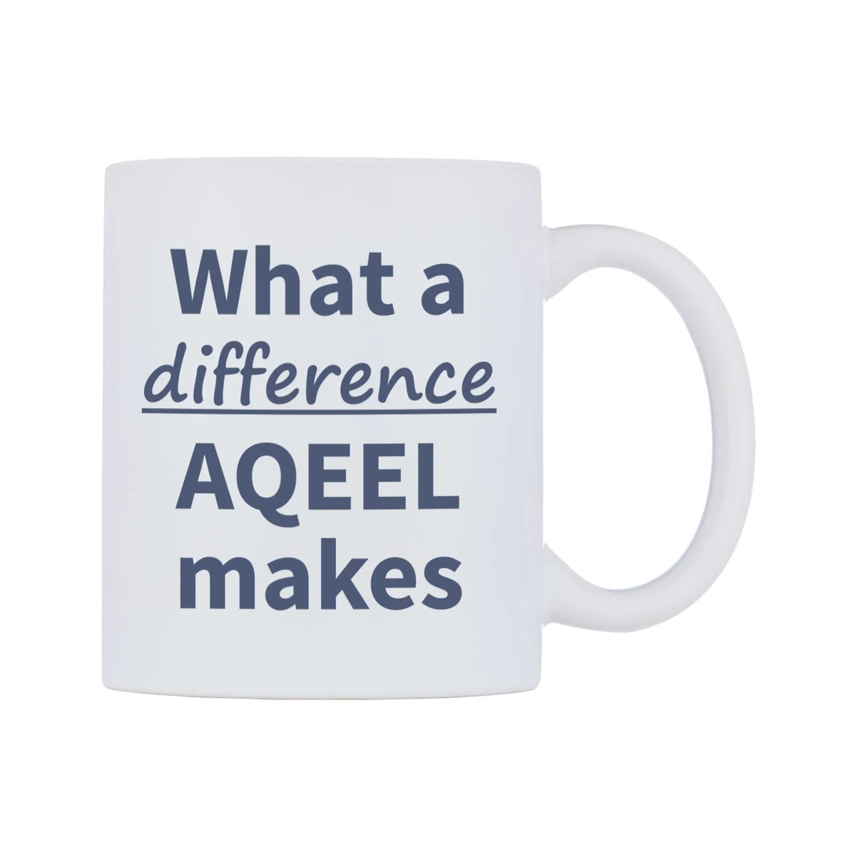 What a difference AQEEL makes Mug — mug, left side, on a white background