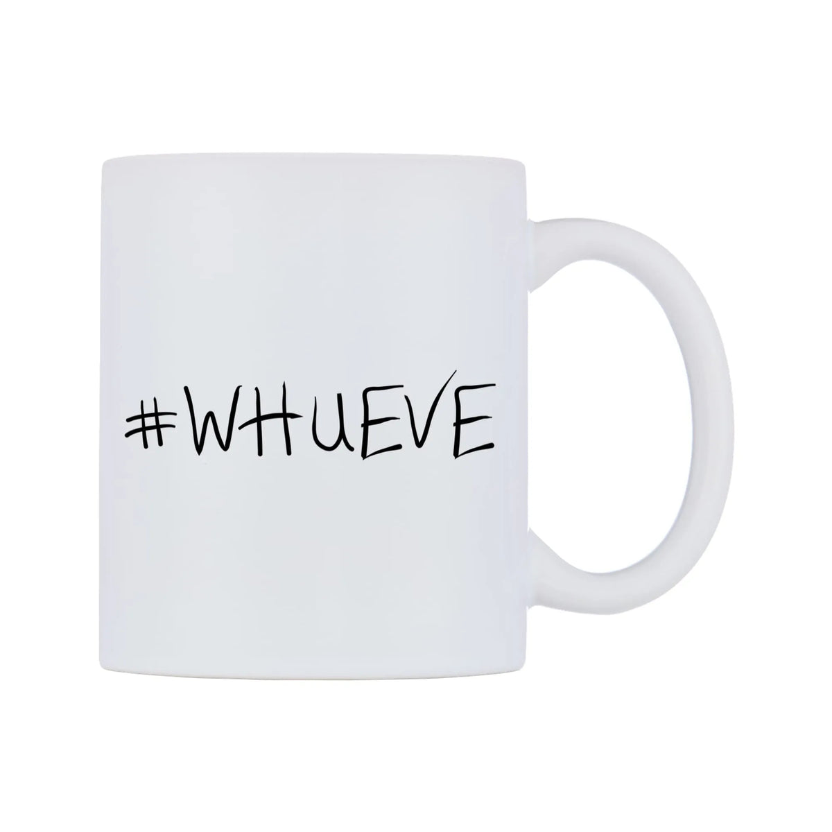 WHUEVE Mug — mug, left side, on a white background