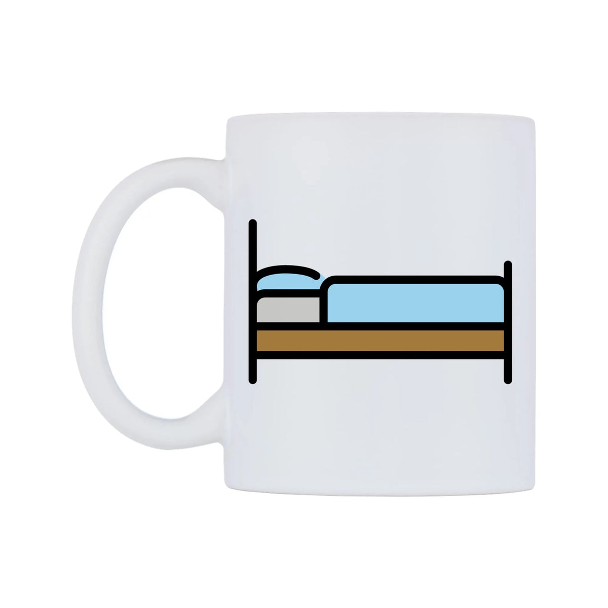 Bed Emoji Mug — mug, right side, on a white background