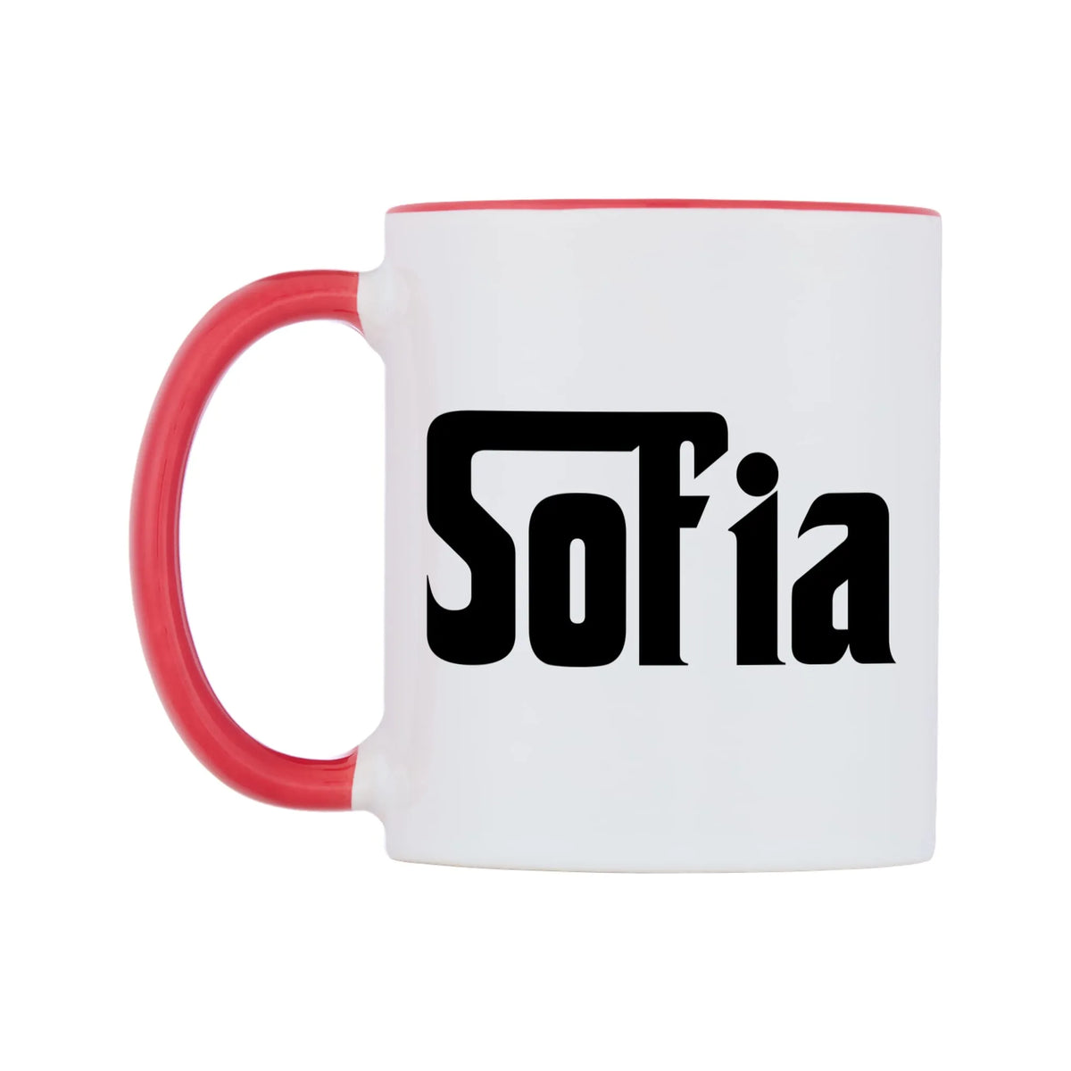 Sofia - Godfather Themed Mug — white 11oz gloss mug with a red inside and handle, right side, on a white background
