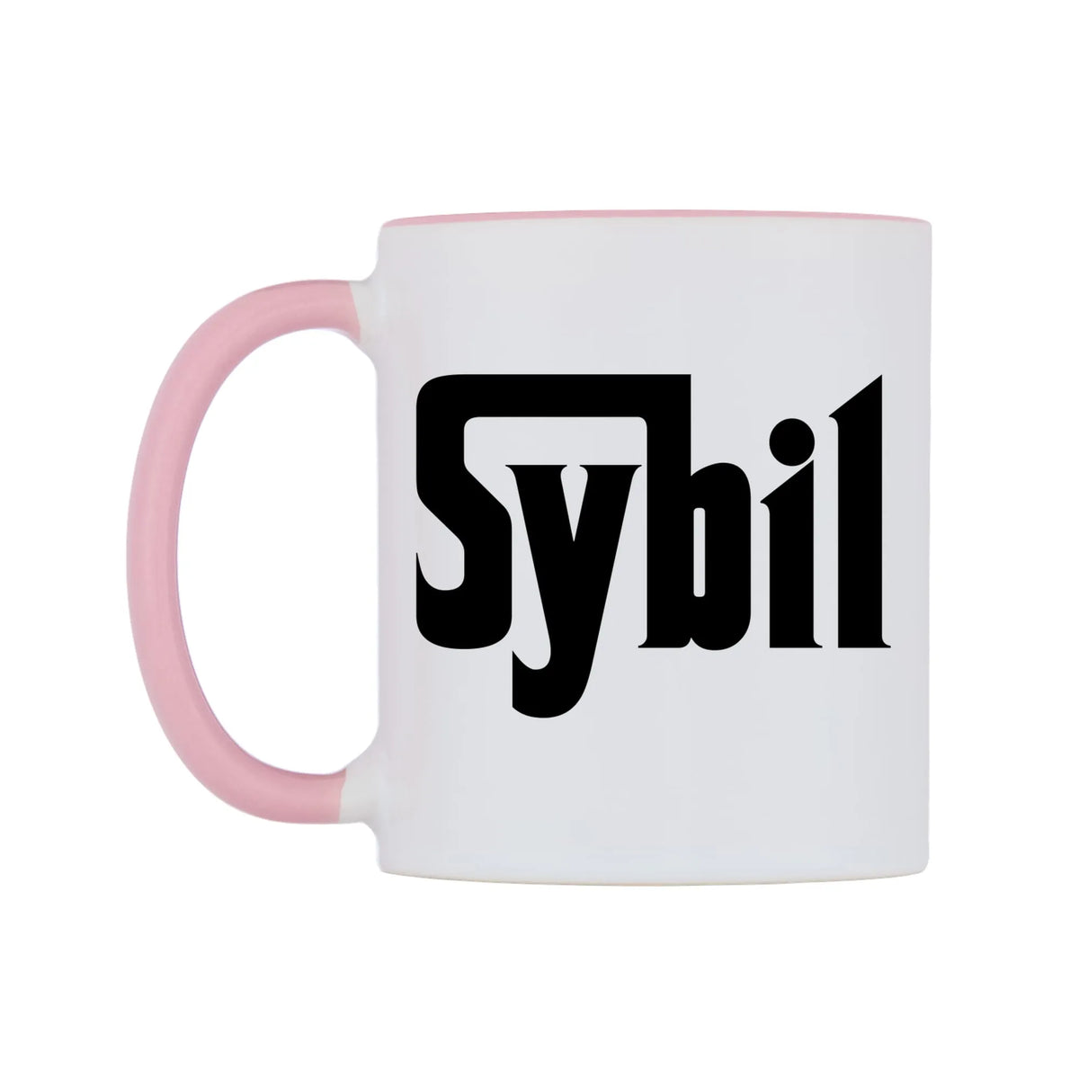 Sybil - Godfather Themed Mug — white 11oz gloss mug with a pink inside and handle, right side, on a white background