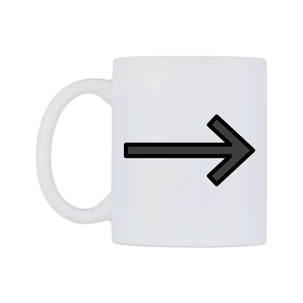 Right Arrow Emoji Mug — mug, right side, on a white background