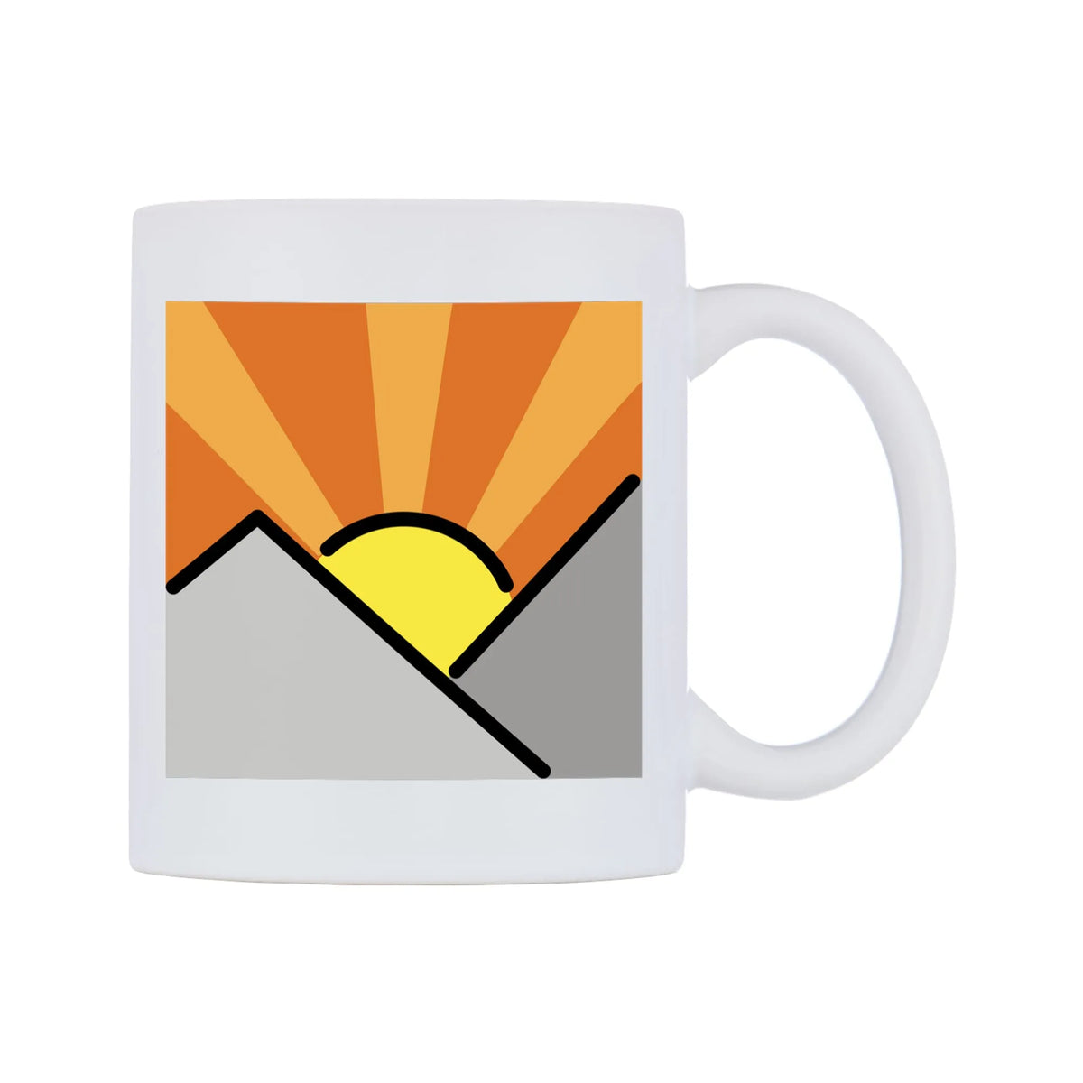 Sunrise Over Mountains Emoji Mug — mug, left side, on a white background