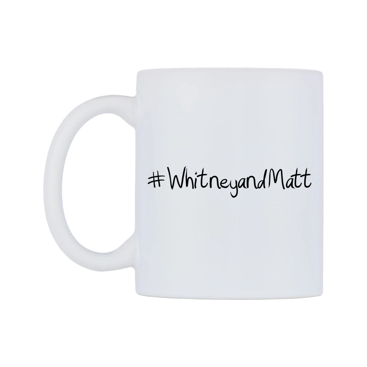 WhitneyandMatt Mug — mug, right side, on a white background