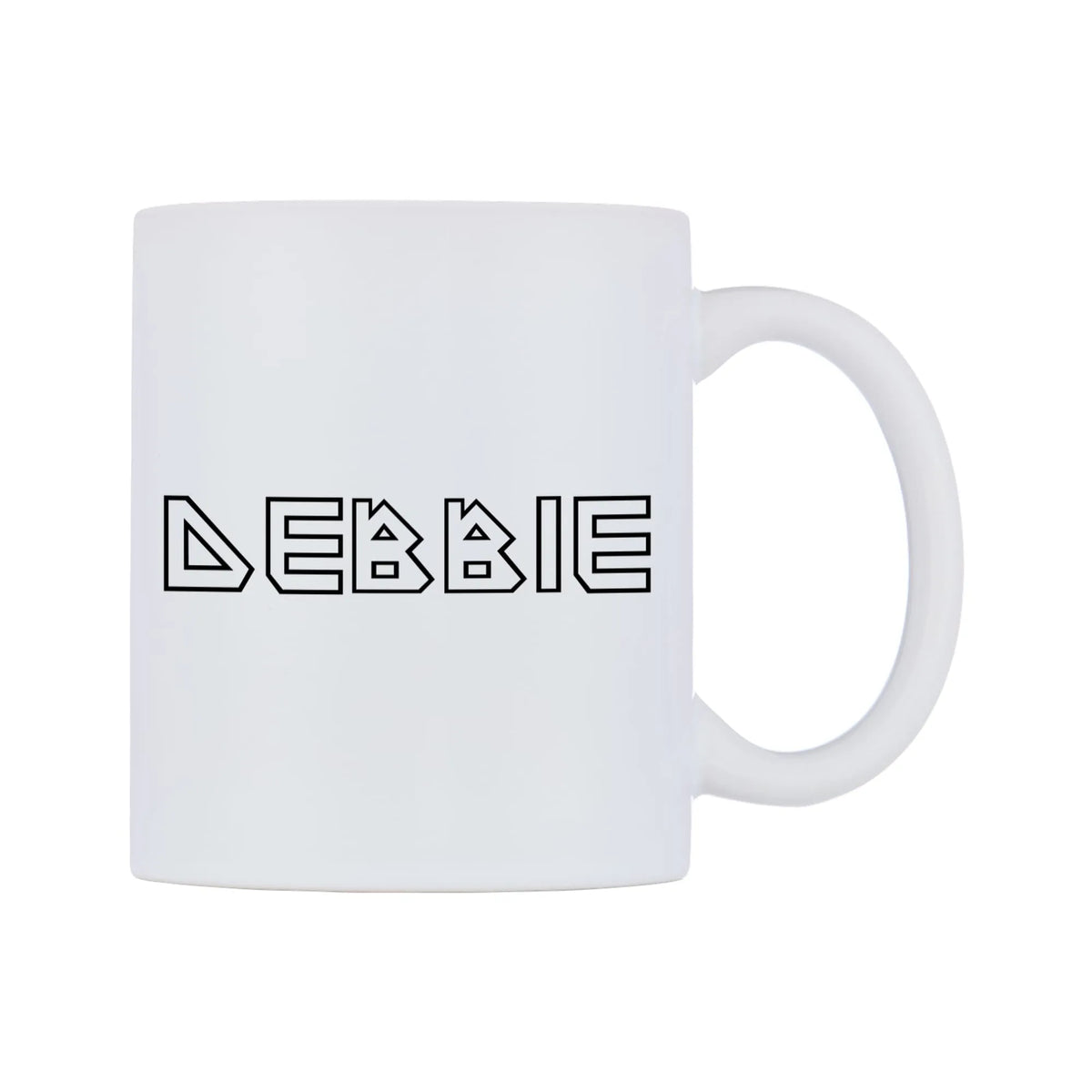 Debbie - Iron Maiden Themed Mug — white 11oz gloss mug, left side, on a white background