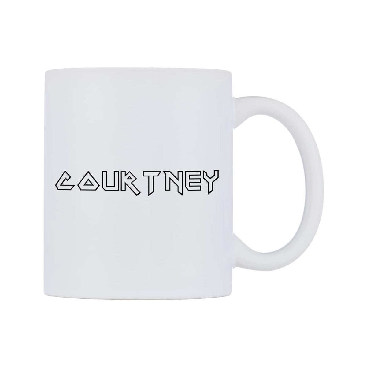 Courtney - Iron Maiden Themed Mug — white 11oz gloss mug, left side, on a white background