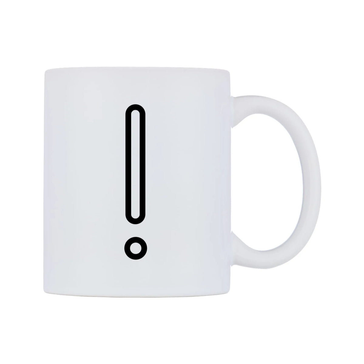 White Exclamation Mark Emoji Mug — mug, left side, on a white background