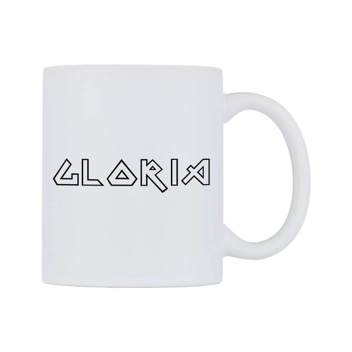 Gloria - Iron Maiden Themed Mug — white 11oz gloss mug, left side, on a white background