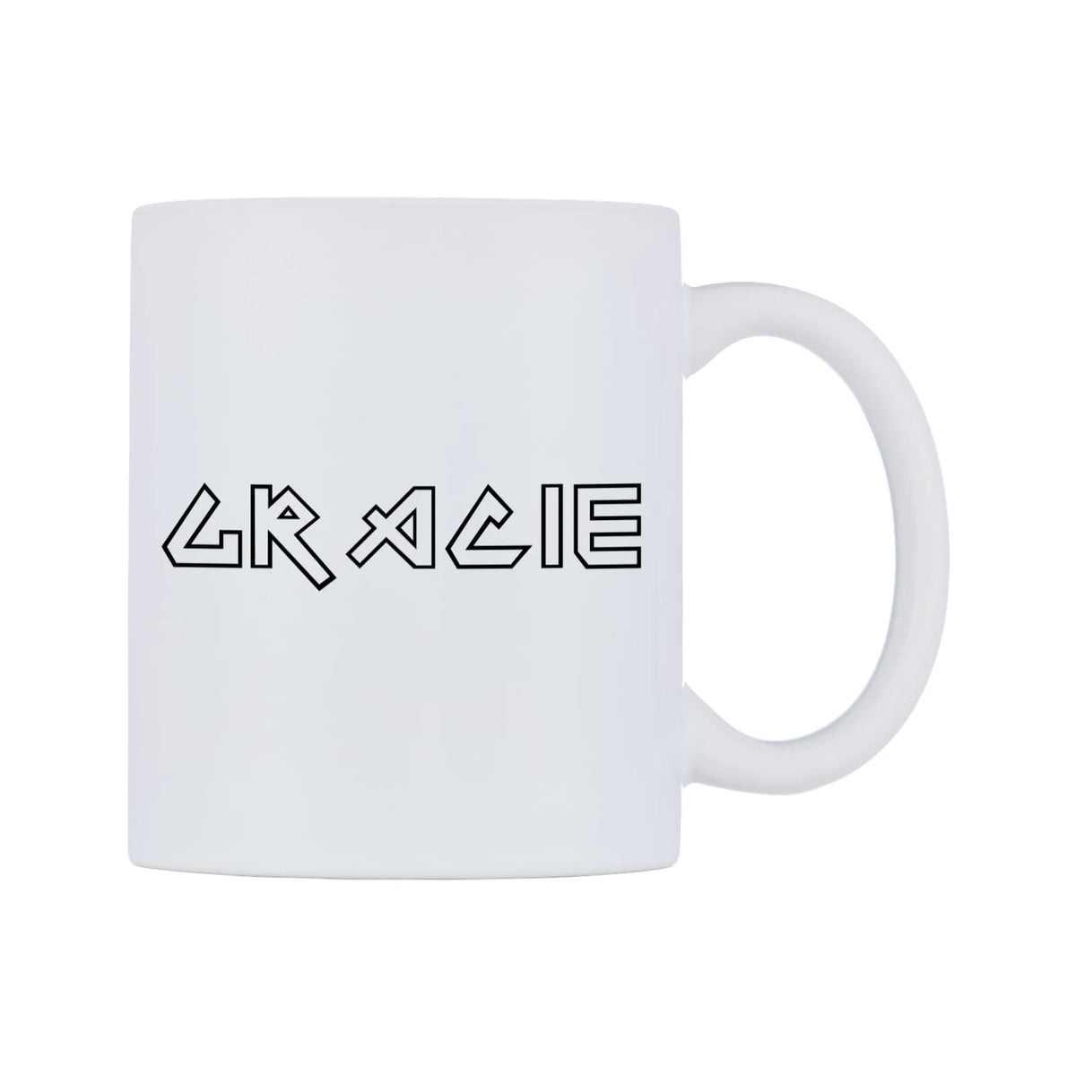 Gracie - Iron Maiden Themed Mug — white 11oz gloss mug, left side, on a white background