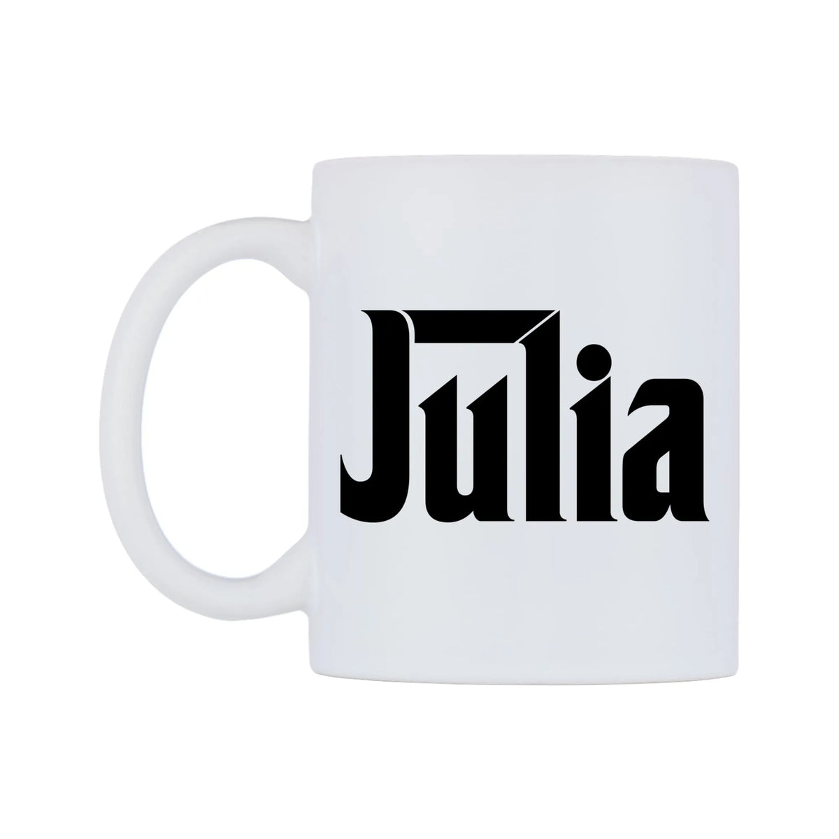 Julia - Godfather Themed Mug — white 11oz gloss mug, right side, on a white background