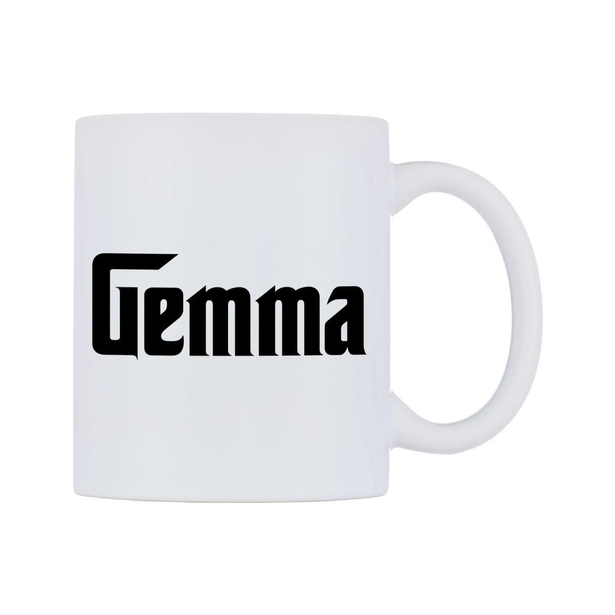 Gemma - Godfather Themed Mug — white 11oz gloss mug, left side, on a white background