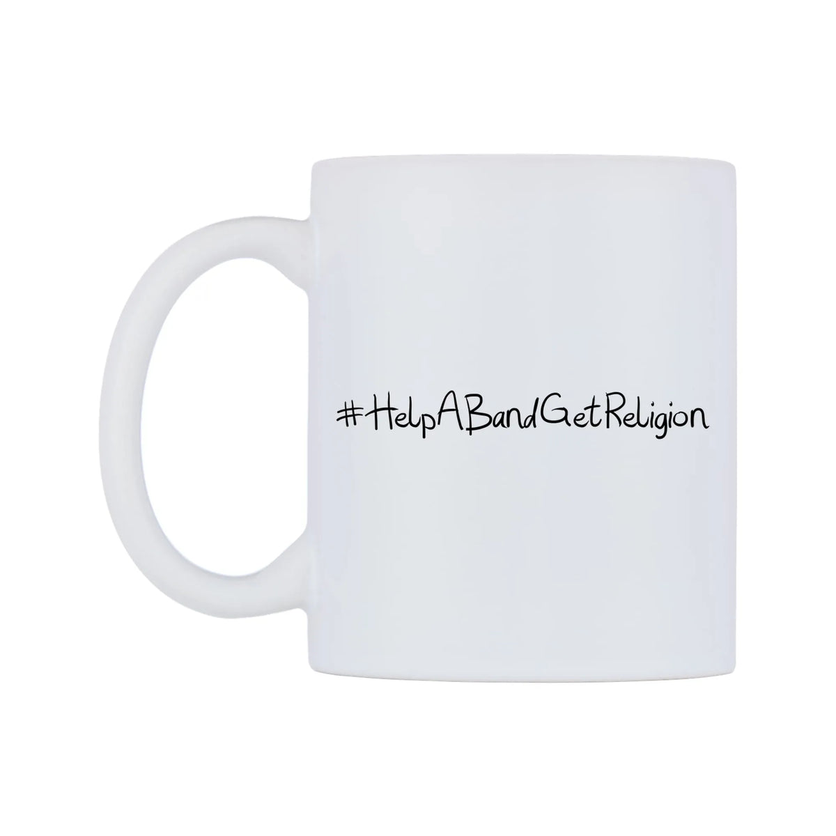 HelpABandGetReligion Mug — mug, right side, on a white background