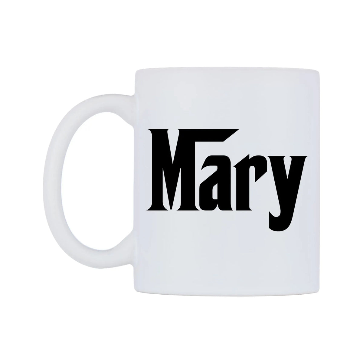 Mary - Godfather Themed Mug — white 11oz gloss mug, right side, on a white background