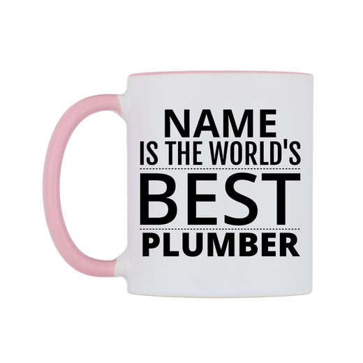 World's Best Personalised Mug — white 11oz gloss mug with a pink inside and handle, right side, on a white background