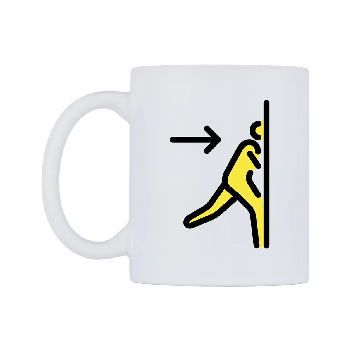 Emergency Exit Emoji Mug — mug, right side, on a white background
