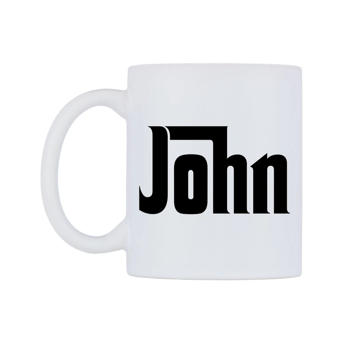 John - Godfather Themed Mug — white 11oz gloss mug, right side, on a white background