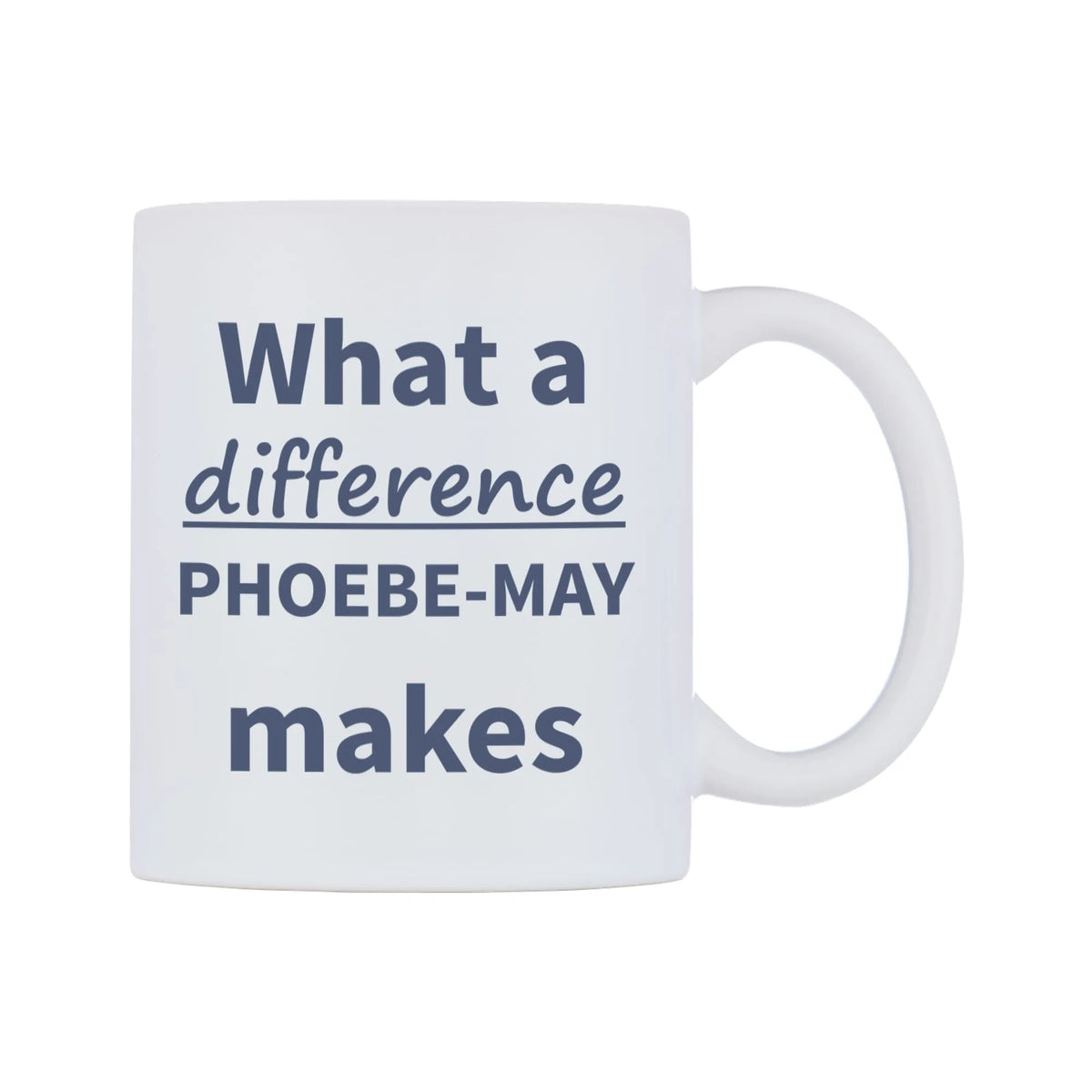What a difference PHOEBE-MAY makes Mug — mug, left side, on a white background