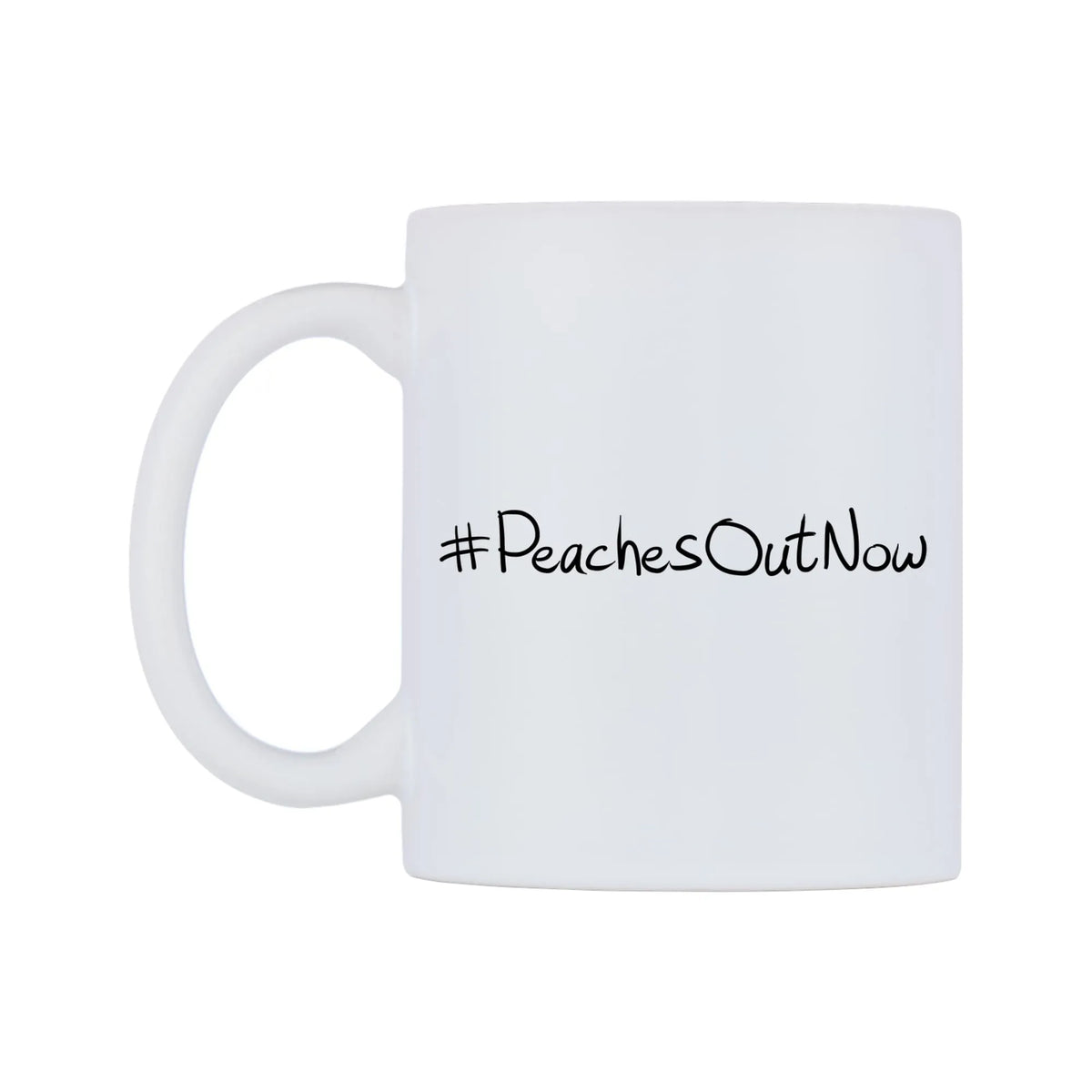 PeachesOutNow Mug — mug, right side, on a white background