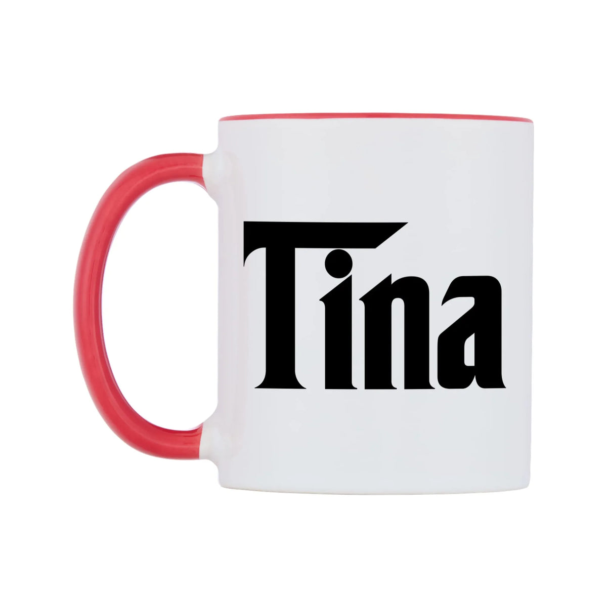 Tina - Godfather Themed Mug — white 11oz gloss mug with a red inside and handle, right side, on a white background