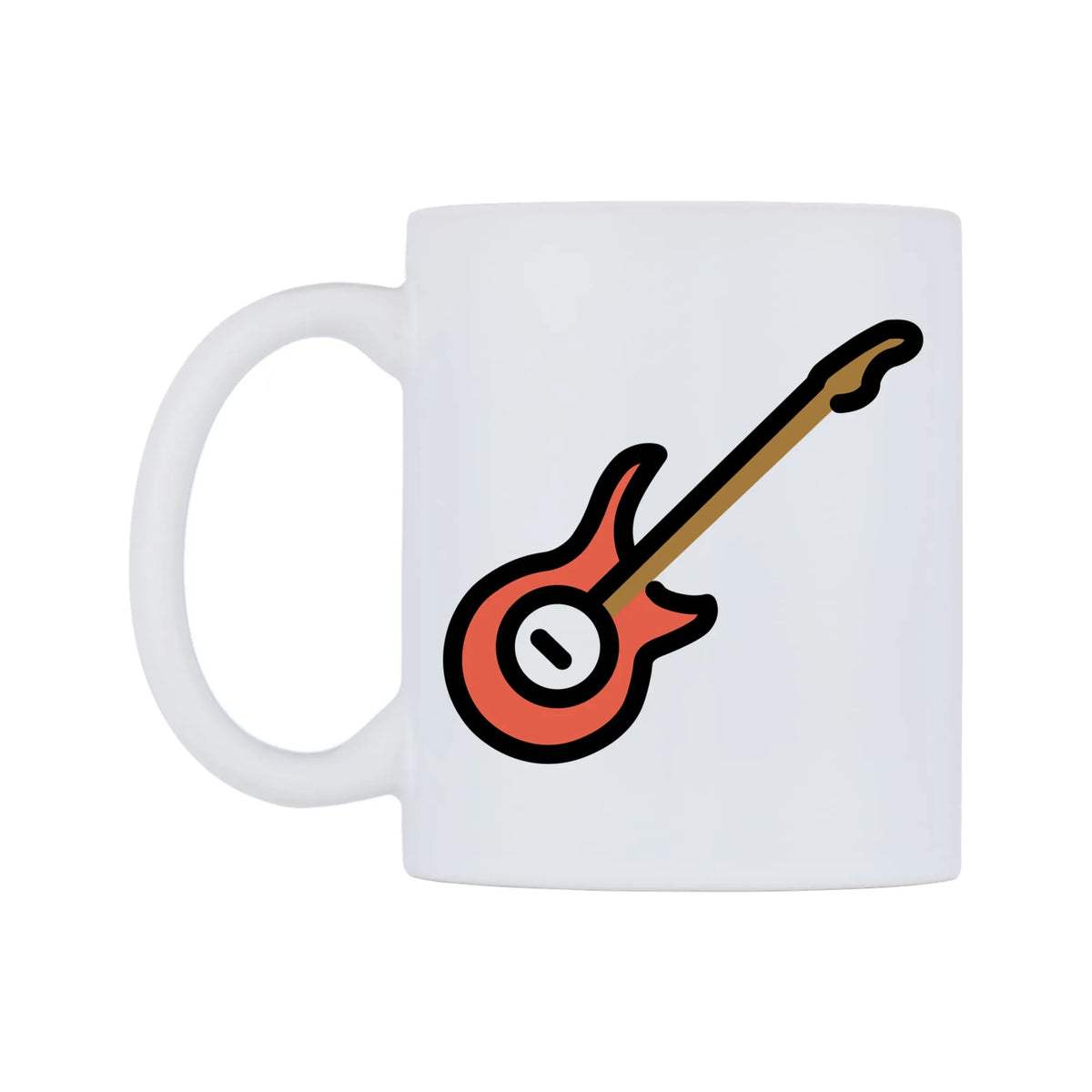 Guitar Emoji Mug — mug, right side, on a white background