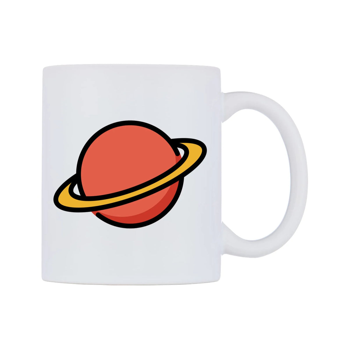 Ringed Planet Emoji Mug — mug, left side, on a white background