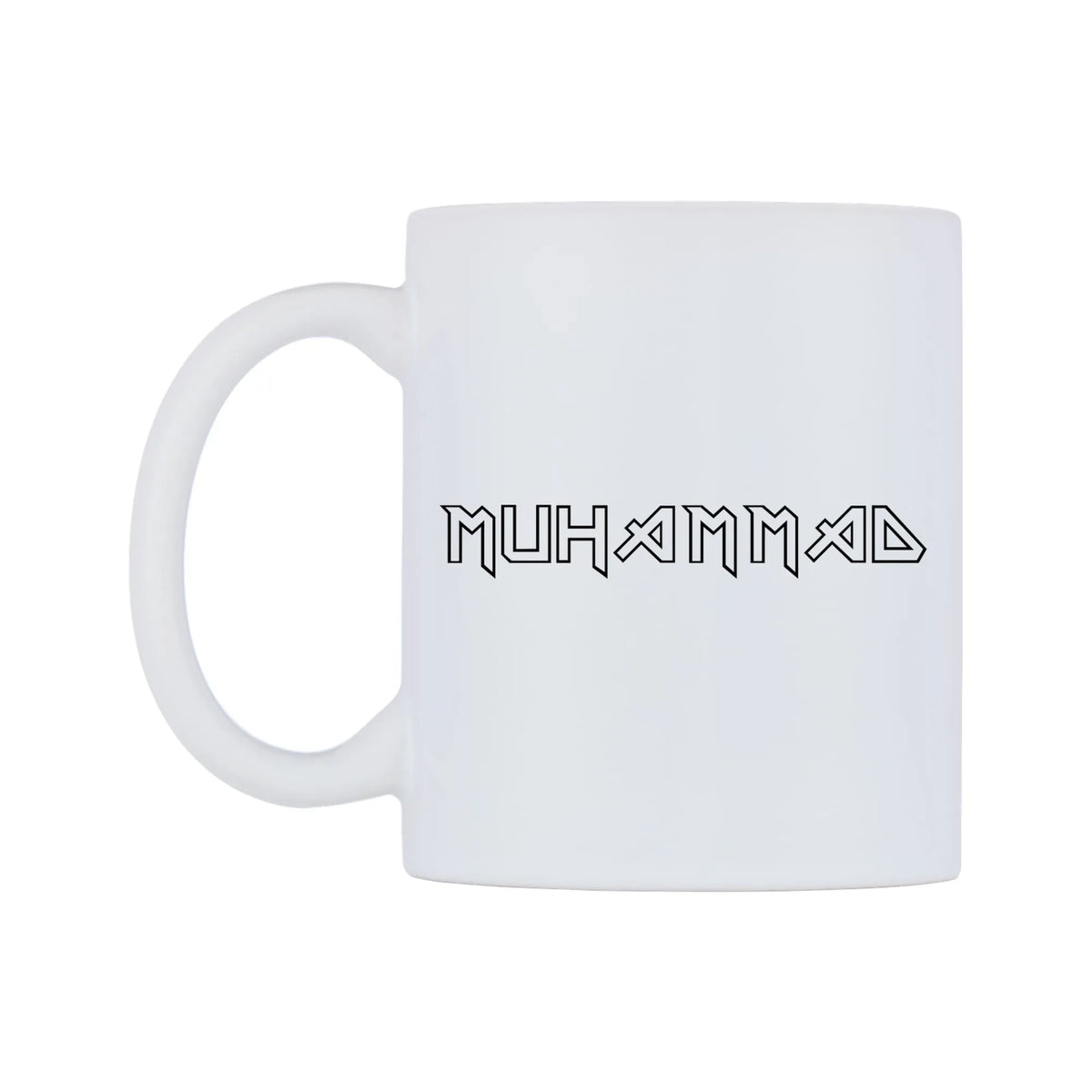 Muhammad - Iron Maiden Themed Mug — white 11oz gloss mug, right side, on a white background