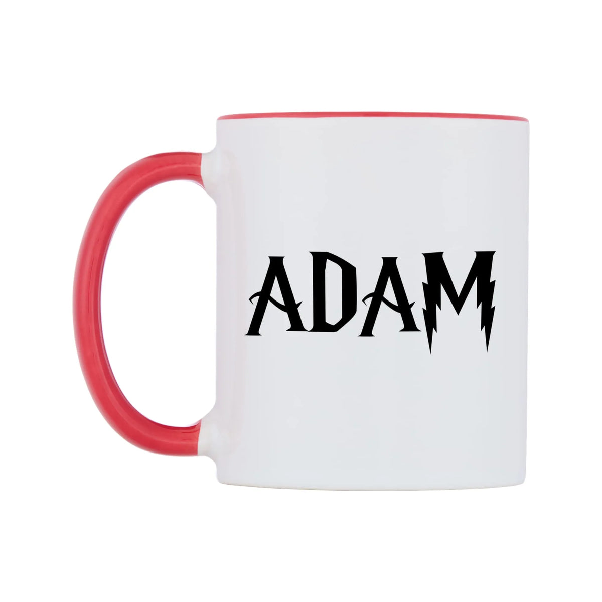 Adam - Wizard Themed Mug — white 11oz gloss mug with a red inside and handle, right side, on a white background