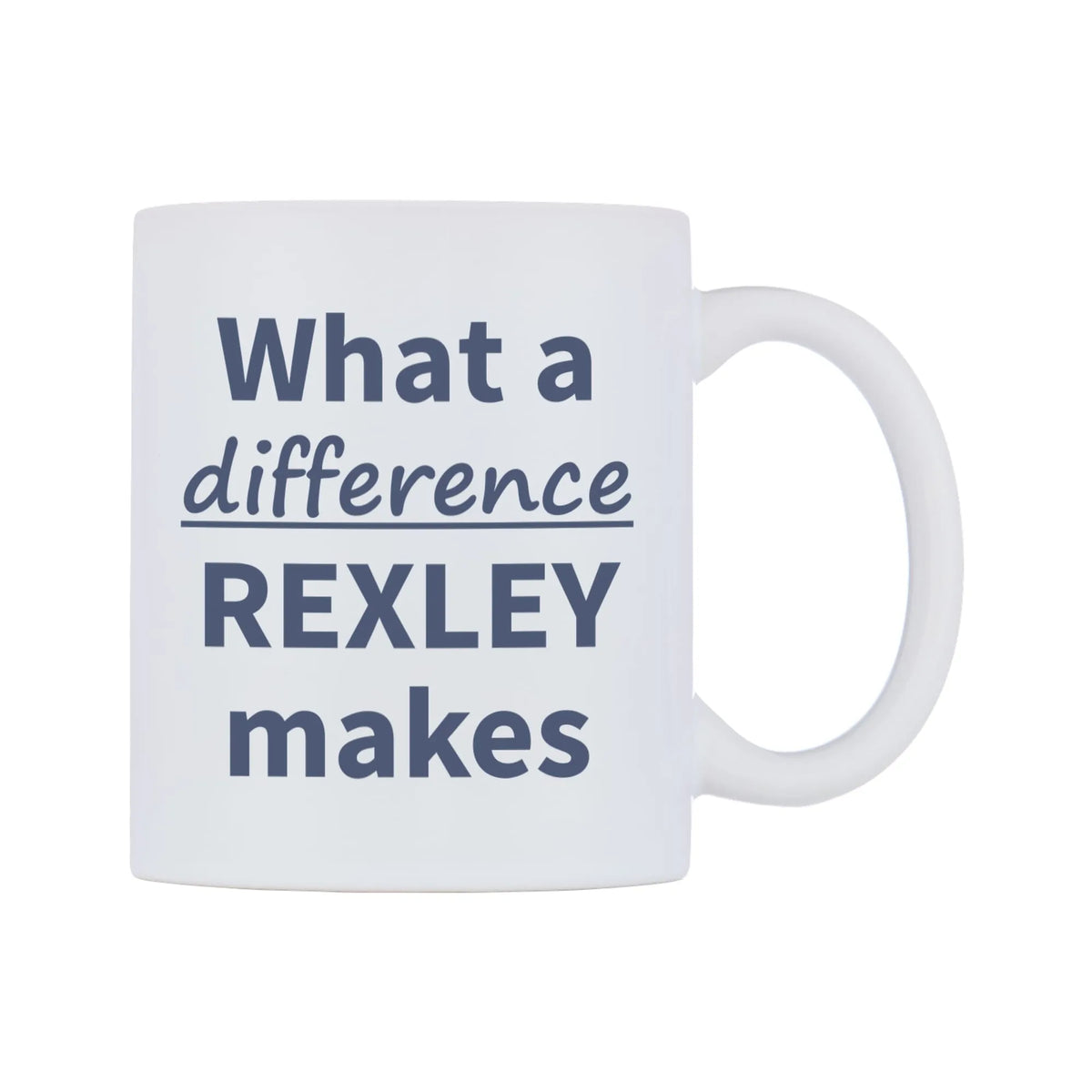 What a difference REXLEY makes Mug — mug, left side, on a white background