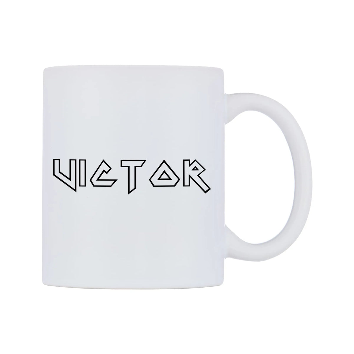Victor - Iron Maiden Themed Mug — white 11oz gloss mug, left side, on a white background
