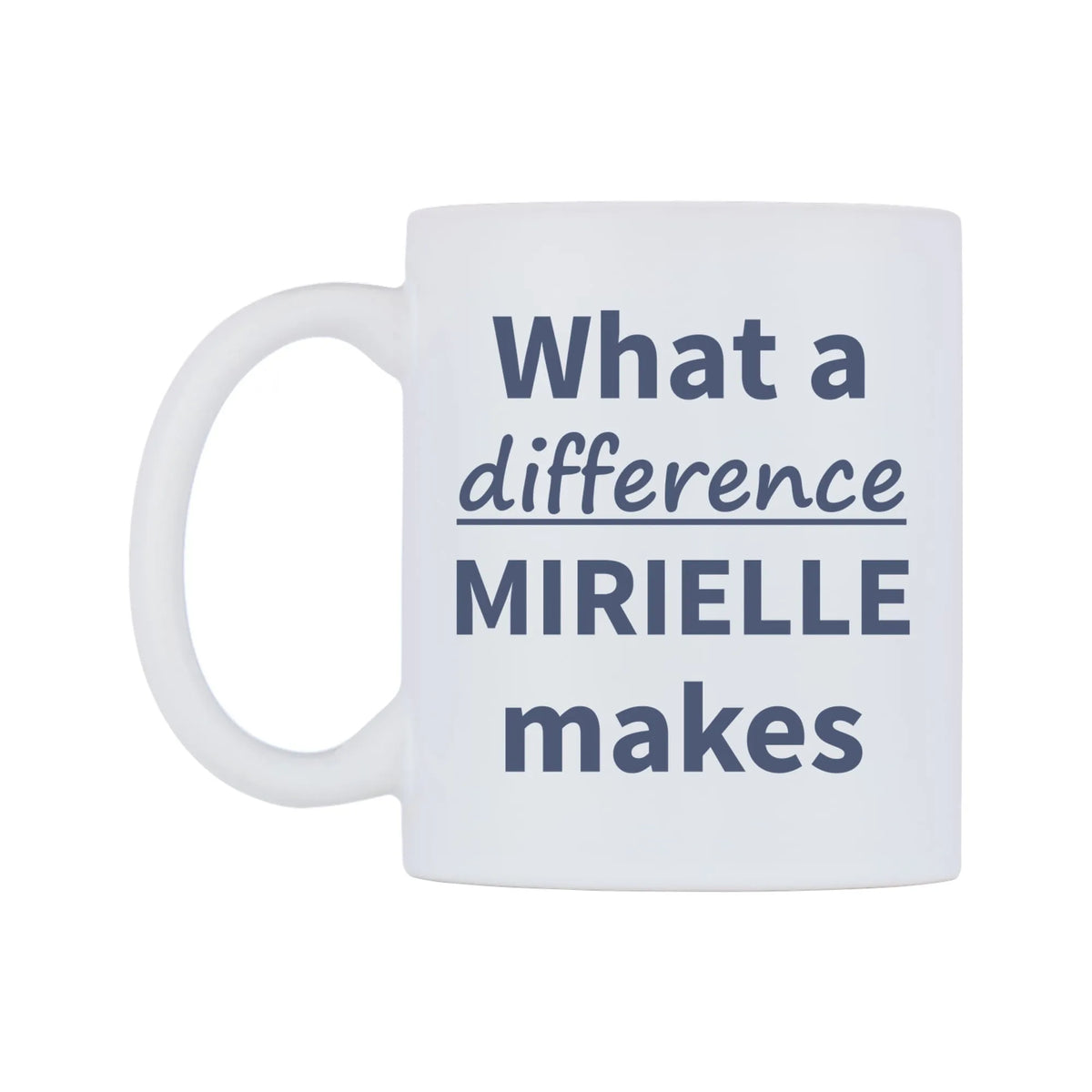 What a difference MIRIELLE makes Mug — mug, right side, on a white background
