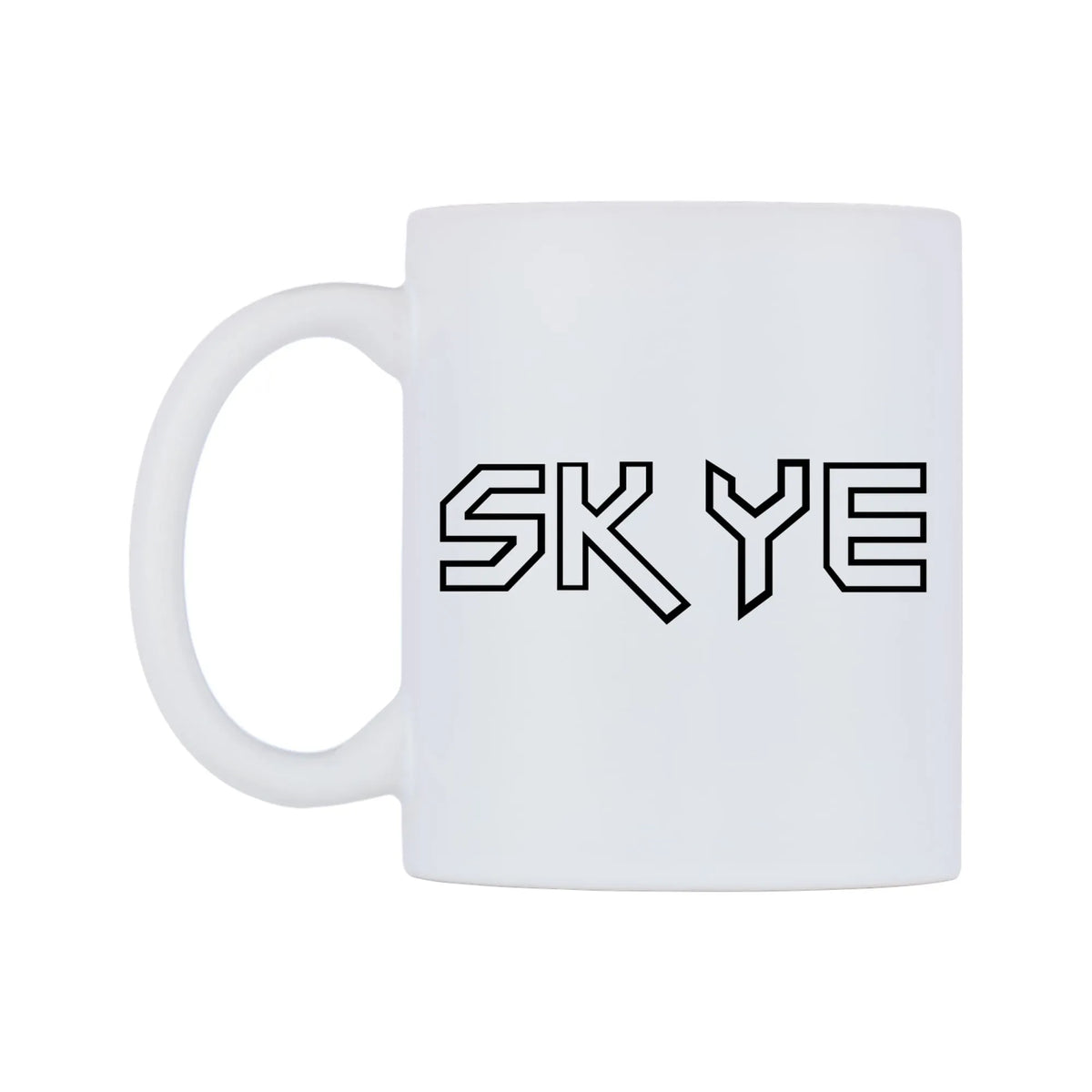 Skye - Iron Maiden Themed Mug — white 11oz gloss mug, right side, on a white background